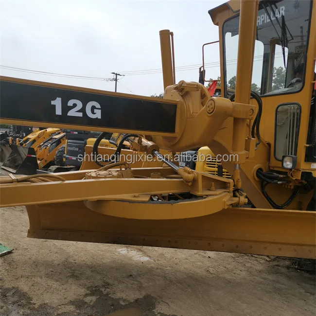 Used motor grader with scraper CAT 12G Caterpillar land leveller shovel blade bullgrader pavement construction machinery Egtypt