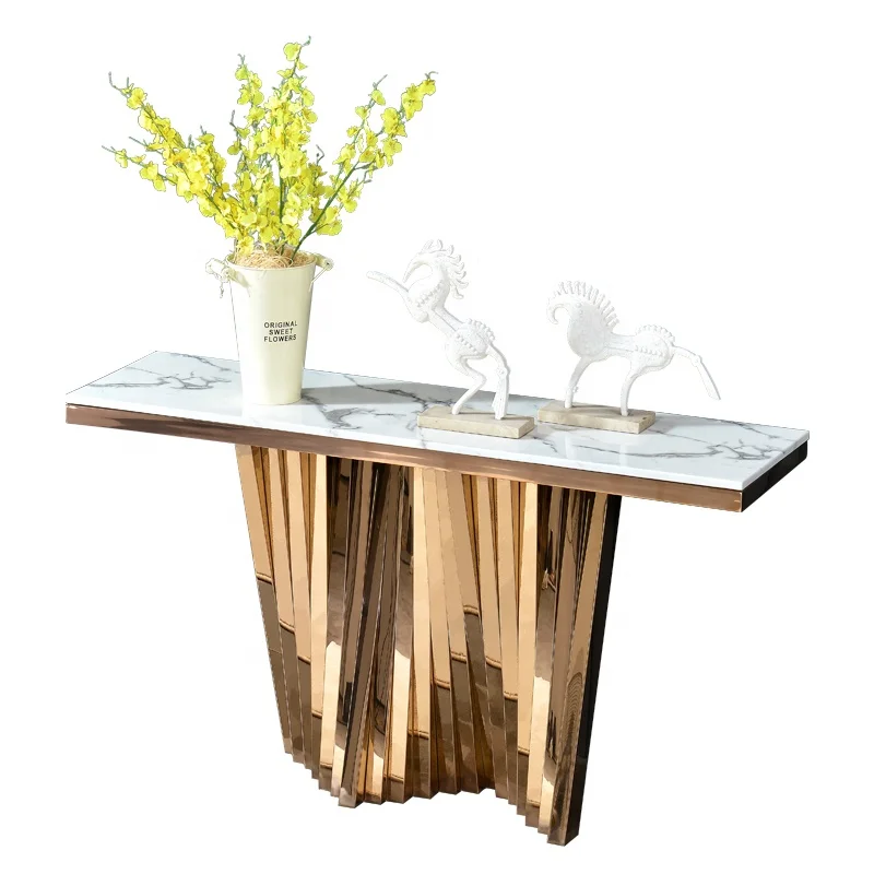 Luxury console tables marble hallway table modern entrance table  with stainless steel base home furniture