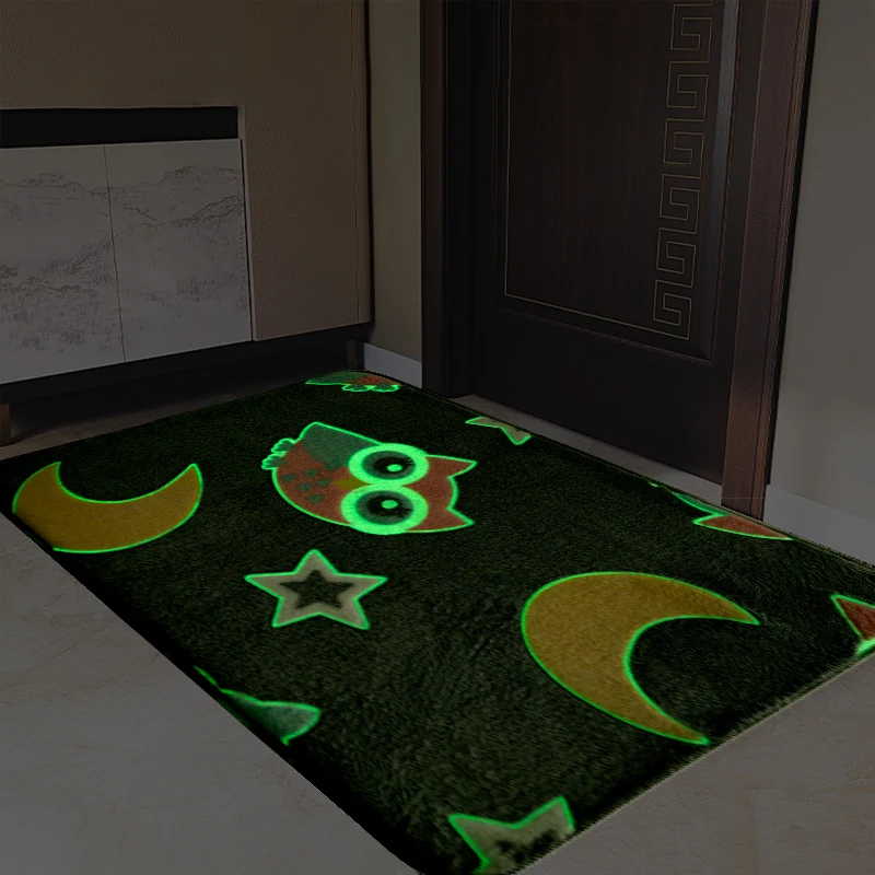 Оптовая продажа супермягкий фланелевый коврик для входной двери гостиной светящиеся в темноте Нескользящие моющиеся коврики