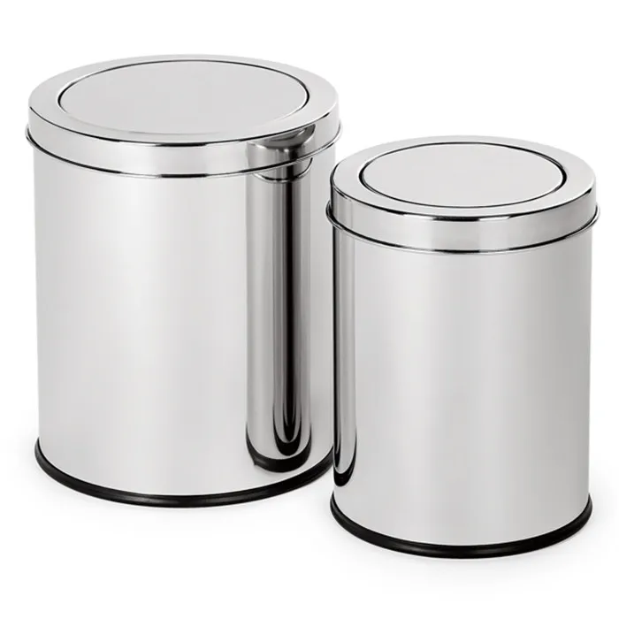 Mirror Dustbin Hotel Room Use 3L 5L 12L 20L 30L Stainless Steel Swing Lid Trash Bin