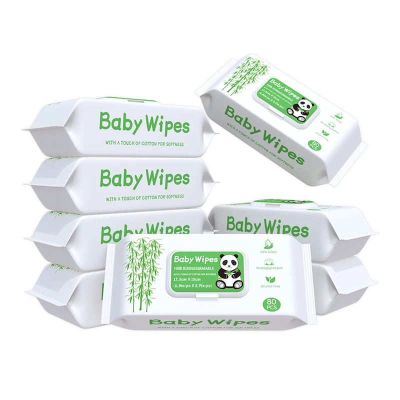 Oem Logo Bamboo Dry Wipes Single Pack Sanitizing Cleaning Wipes Eco-friendly Fragrance Free Bamboo Cloth Babi Wipe