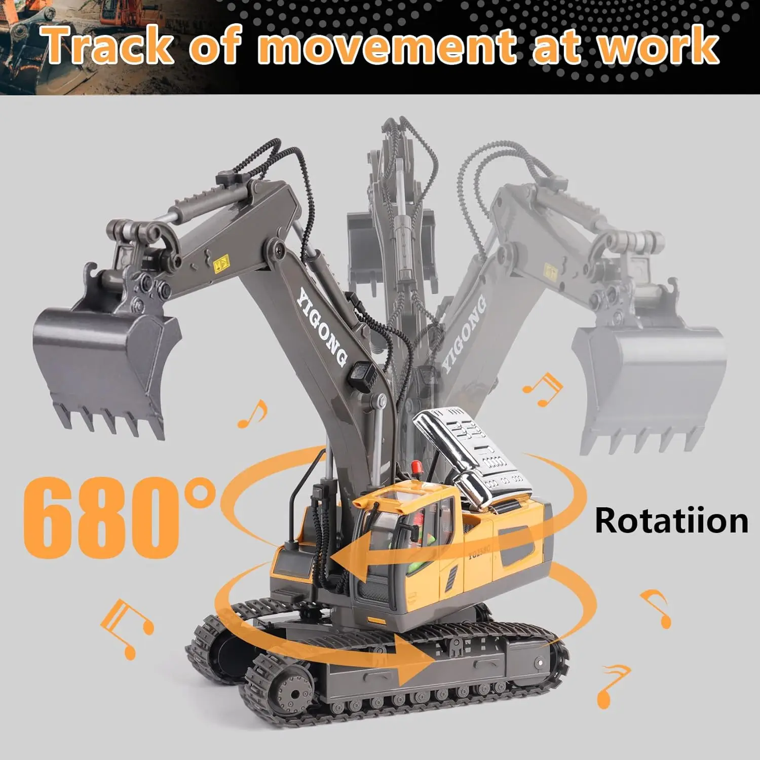 Kouyikou boy  car toy 1/20 2.4G metal RC Excavator Bulldozer Remote Control Construction Truck Engineering Vehicles for kid