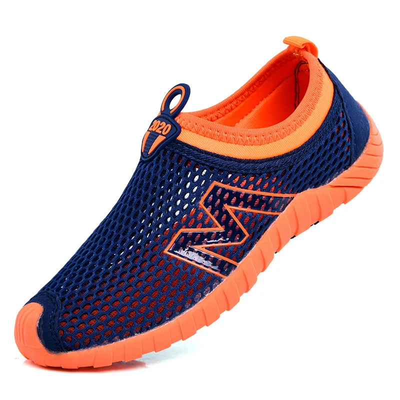 Детские сетчатые кроссовки без шнуровки, модная Уличная обувь для мальчиков, детская повседневная обувь, сетчатая обувь