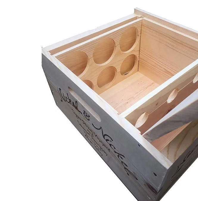 
Customizable wooden wine box of 6 bottles 