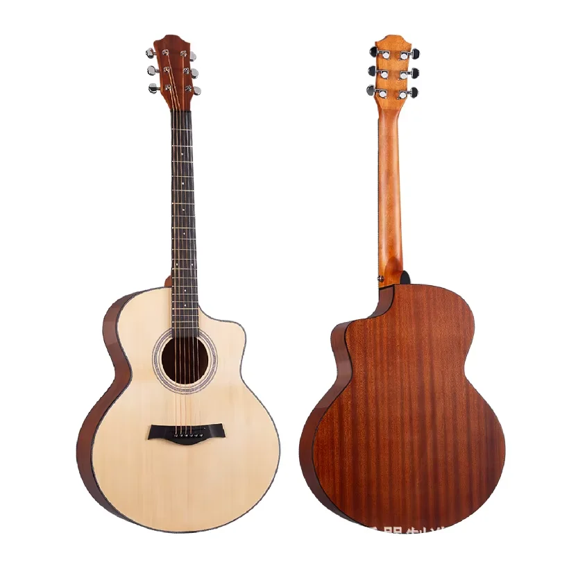 Factory Direct Wholesale 41-Inch Single Wooden Student Entry Okoume Folk Musical Guitar Bright Spruce Veneer Surface Cheap Folk
