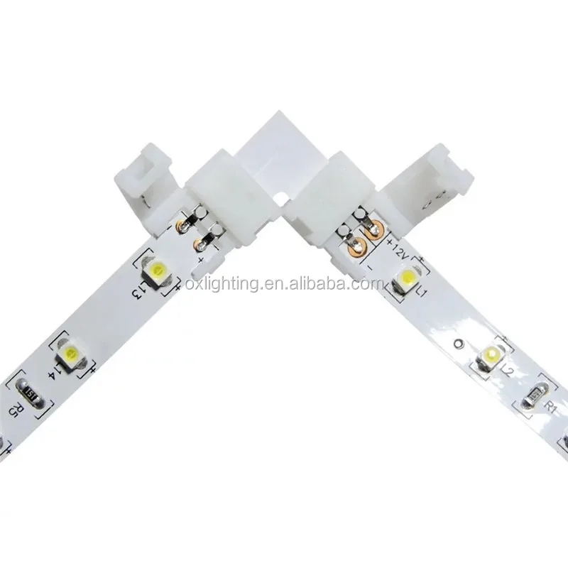 WS2812 Led Strip 8MM 10mm 12MM 2pin 3pin 4 pin L X T Shape Connectors For WS2811 WS2812B LED Strip Lights