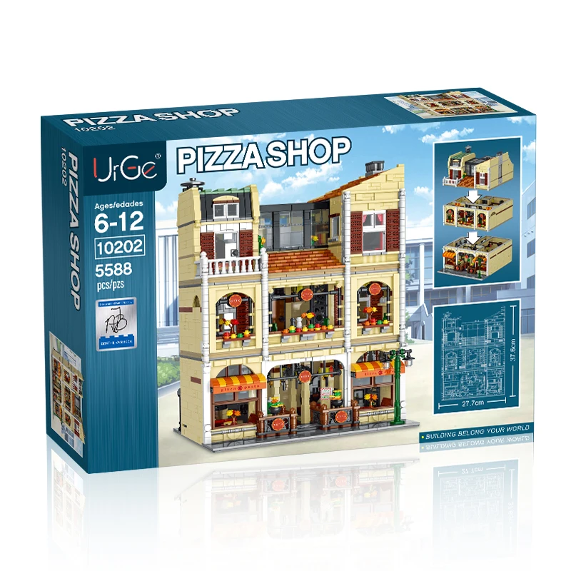New 5588pcs Pizza Shop DIY toys Model Bricks Creative Big House Building Blocks Set Toys For Christmas Gift