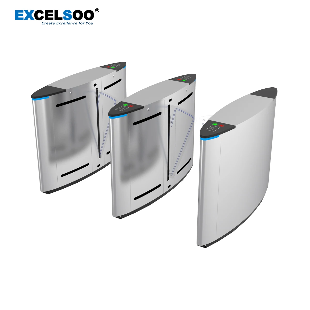 Excelsoo Pedestrian Control System Smart Flap Barrier Gate FLPB312