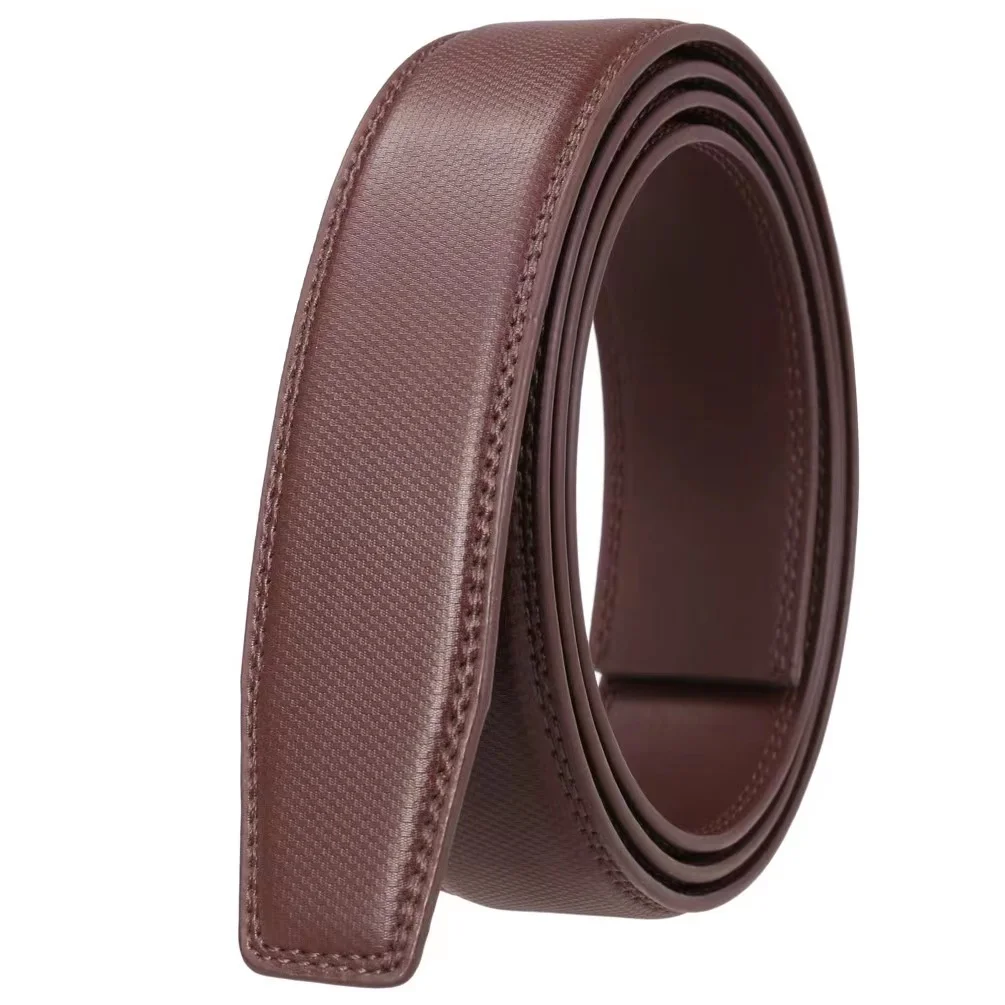 Split Genuine Leather Black And Brown Grain Auto Buckle Men Belt Strap
