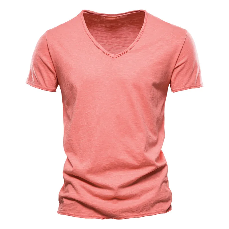 Wholesale Mens 100%bamboo cotton white fitted v neck t-shirts