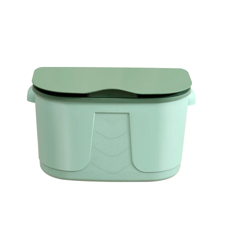 Hanging Trash Can for Kitchen Cabinet Door with Lid, Small Under Sink Garbage Can OPP Bag Storage Rectangular Plastic Pedal Bin