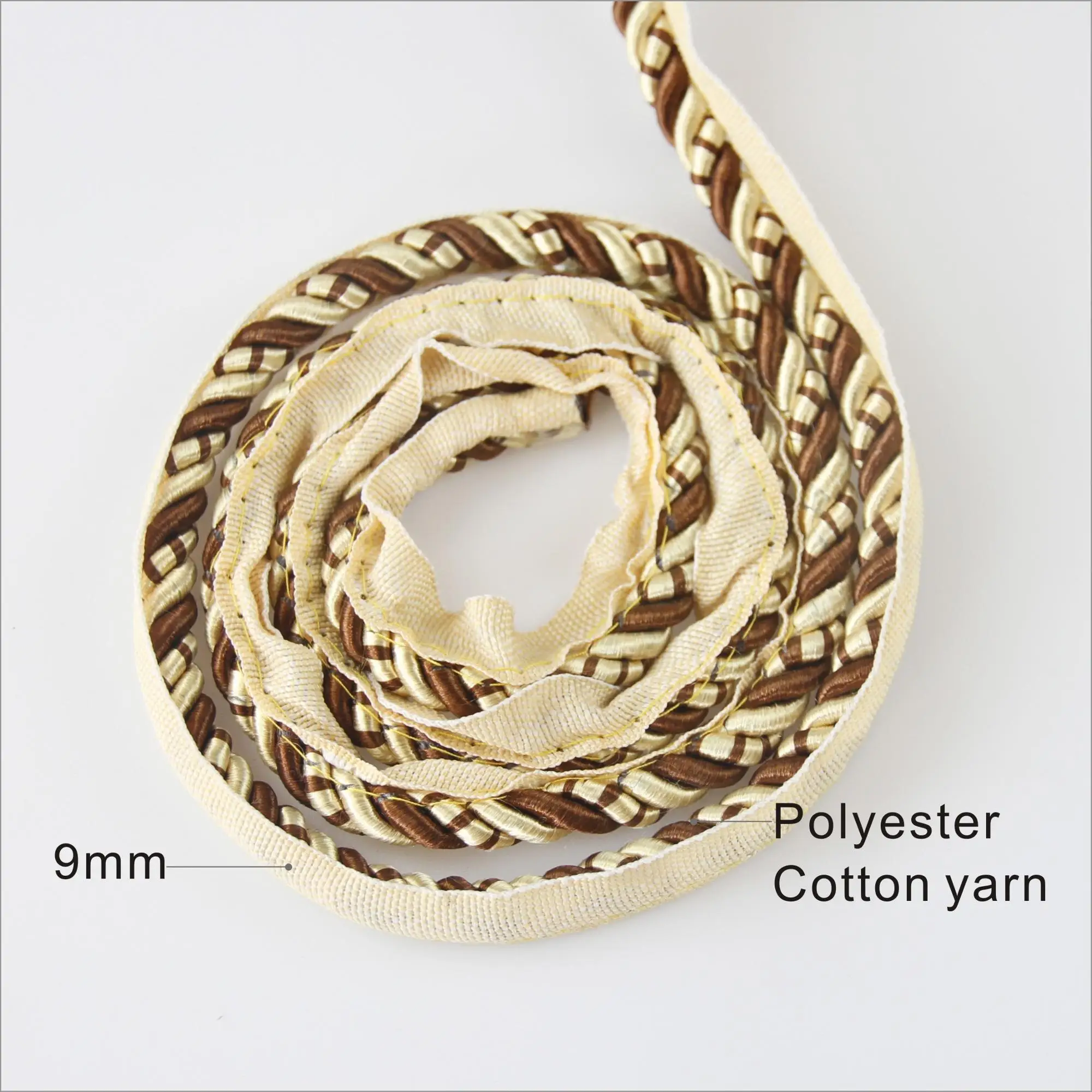 Декоративная веревка из 100% полиэстера для занавесок или диванов от китайского поставщика
