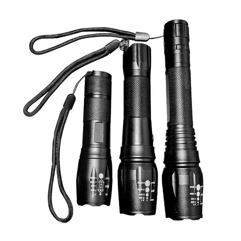 aluminum torch light High power led flashlight rechargeable 18650 tactical flashlight set