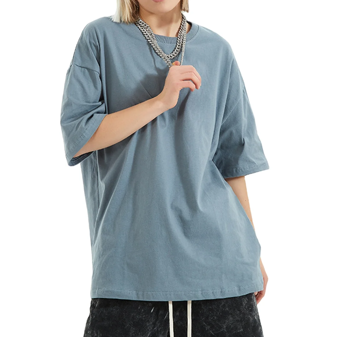 Oversize Casual Short Sleeve T Shirts 100% Cottlon Tee Loose Fitting Sports Fitness Tops  Daily Streetwear Gym Shirts