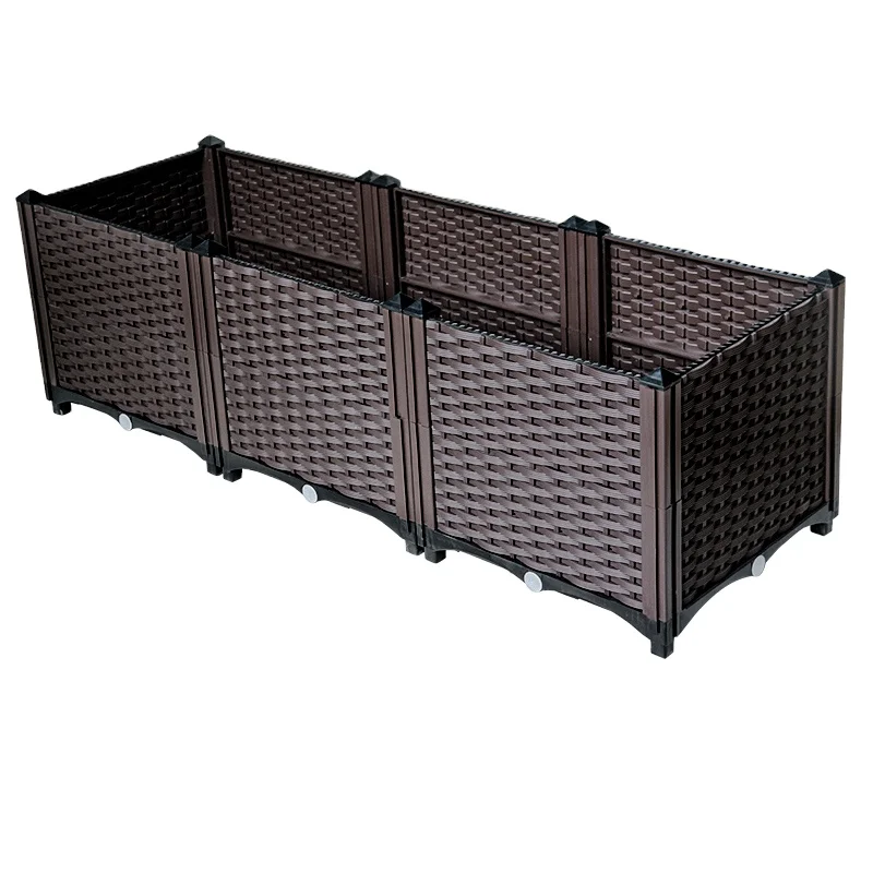 Manufacturer rattan multifunctional plastic planting box roof garden balcony vegetable planting box outdoor combined flower box