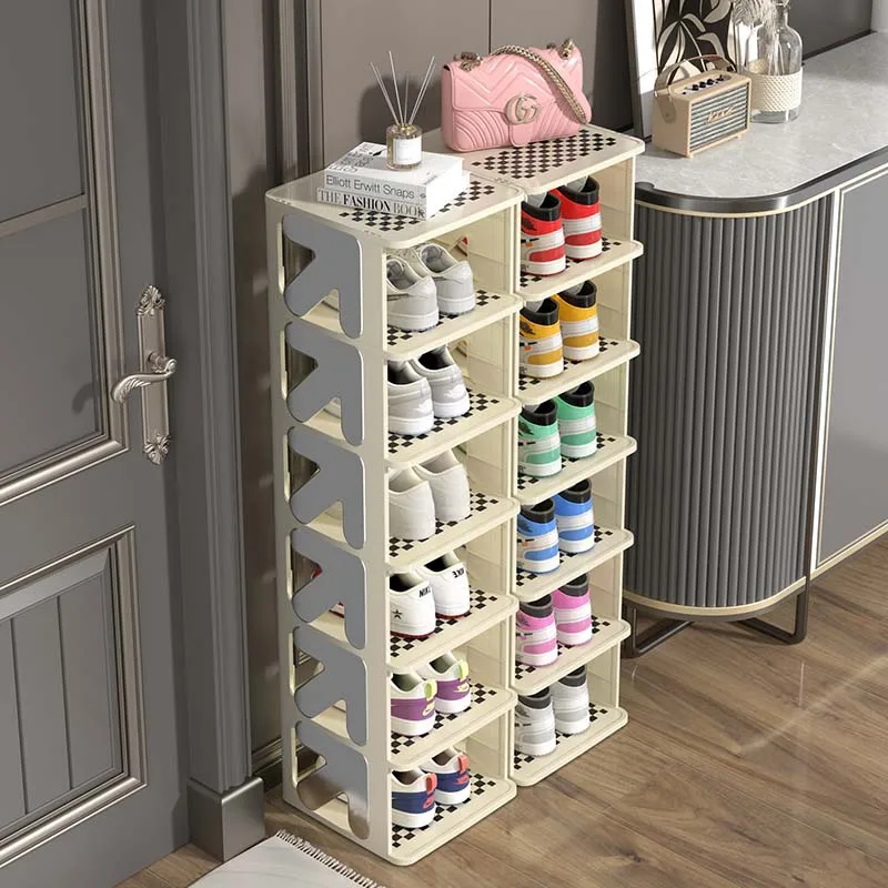Modern Home Living Room Cabinet Multi-tier Stackable Shoe Rack Plastic Foldable Vertical Shoe Racks