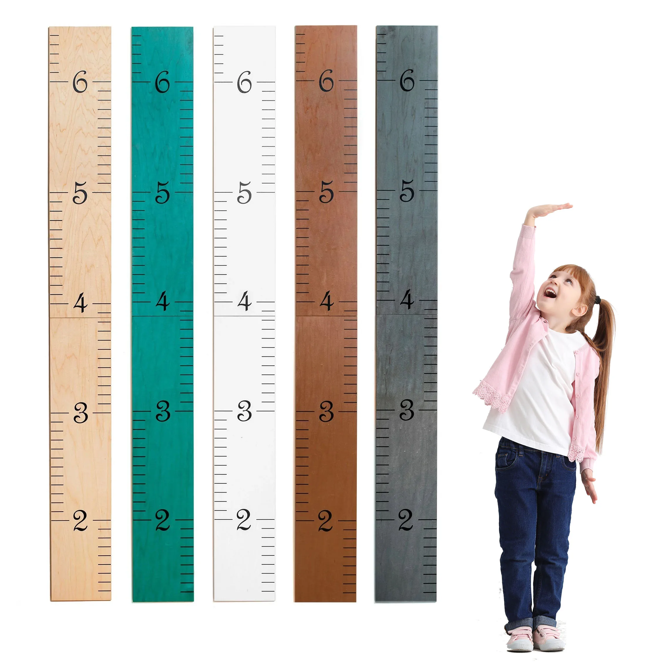 The Original Solid Wood Ruler Growth Chart Foldable Five Amazing Colors Can Custom Size Logo Name