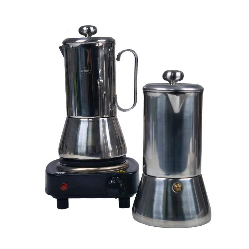 Elegant easy to carry  stainless steel moka pot coffee maker perfect for home and coffee shop