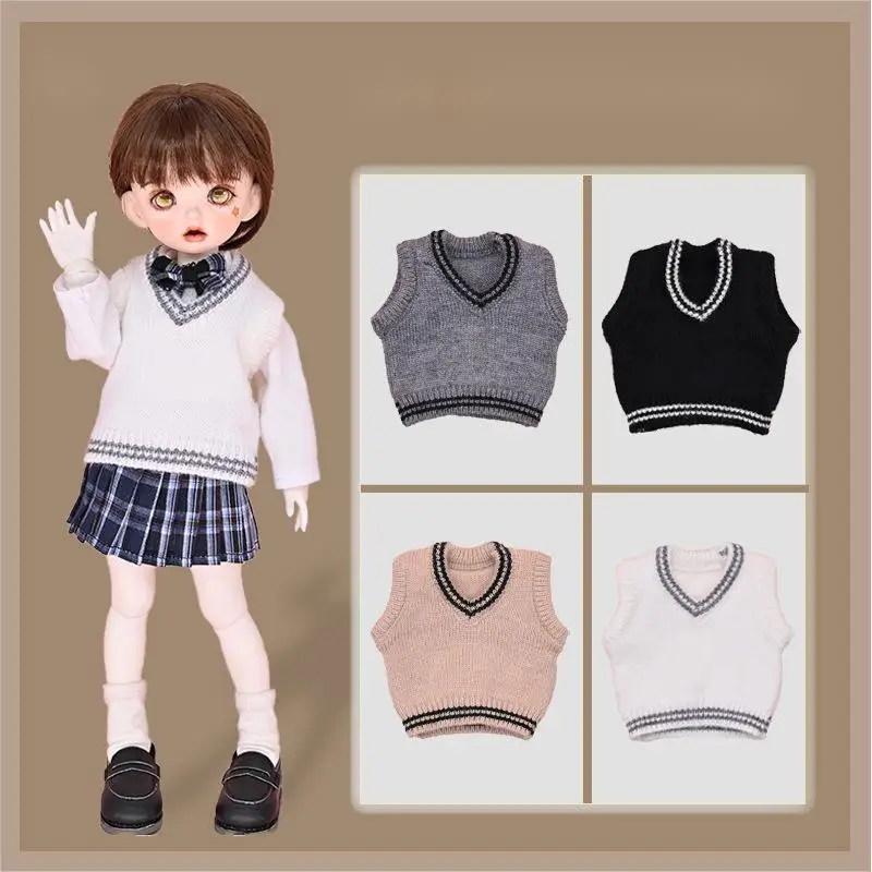 BJD6 points Baby clothes 1/6 knitted vest Campus vest Doll clothing accessories yosd six points sweater