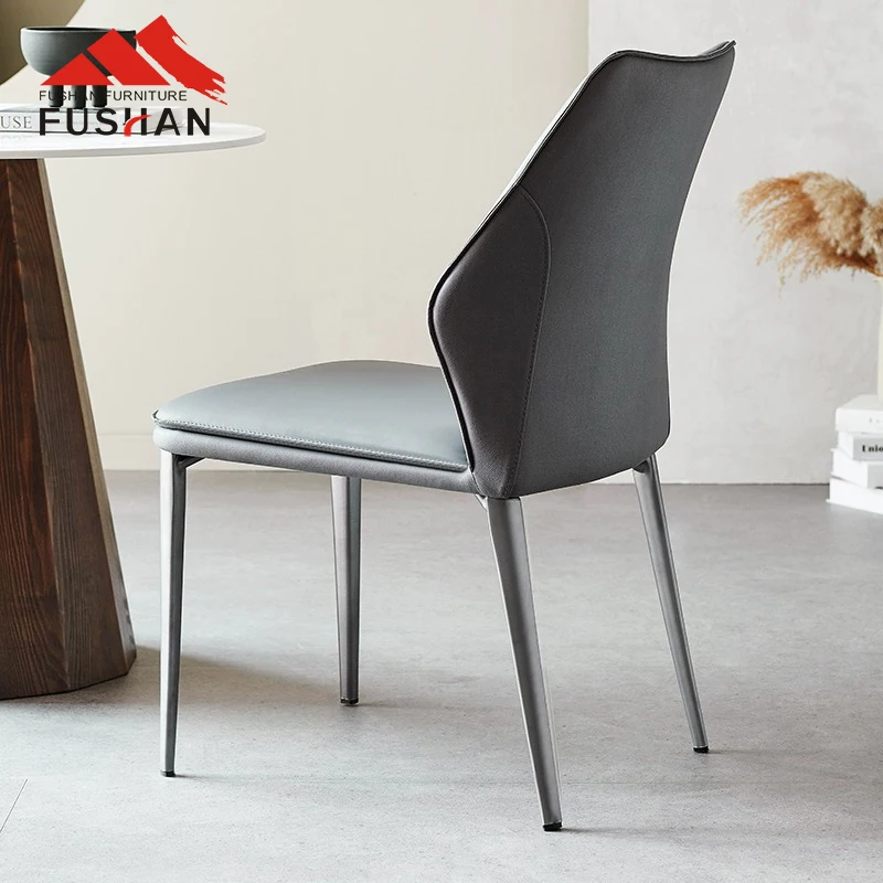 Nordic hotel restaurant dining chair metal frame pu cushion faux leather dining chairs for dining room