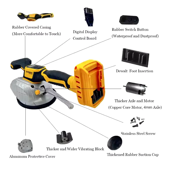 8-Speed Adjustable Wireless Portable Tile Vibration Digital Display Cordless Tile Vibration Leveler