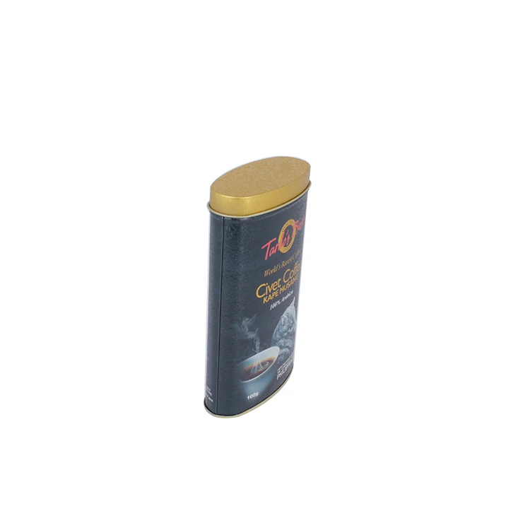 coffee tin box customized printed oval shape