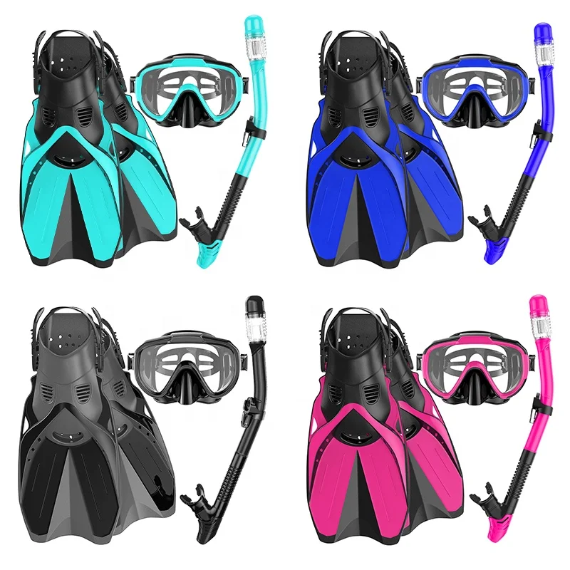 SKTIC Water Play Equipment Diving Snorkel Mask Set Kid Swim Training Goggles Snorkel Diving Mask Fins For Youth Kids