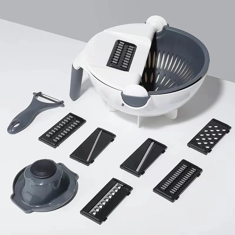 Kitchen Gadgets Multifunctional Peeler Cutter Manual Vegetable Chopper Slicer Chipper Shredder Drain Basket For Home