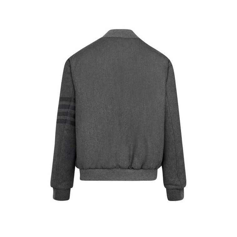 Customizable Baseball Letterman Jacket Grey All Wool Varsity Jacket With Zipper