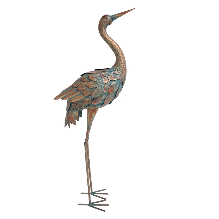 Crane Garden Statues Metal Outdoor Heron Sculpture Yard Art Bird Statues Lawn Ornaments