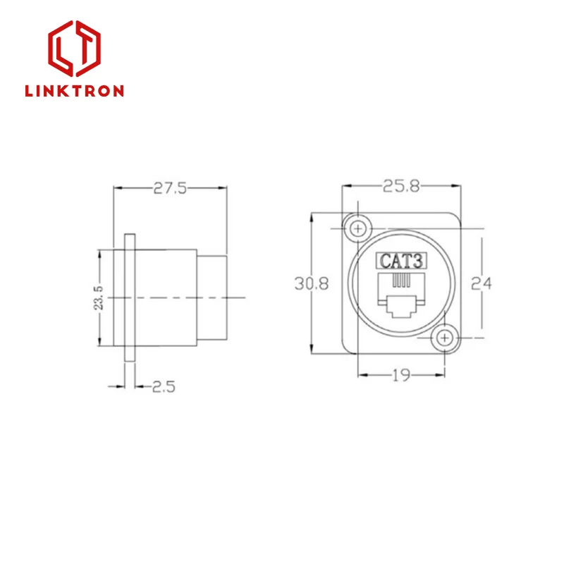 Hot sell Wall Panel mount Female Cat 6 Cat5e Pass through Ethernet RJ45 Connector