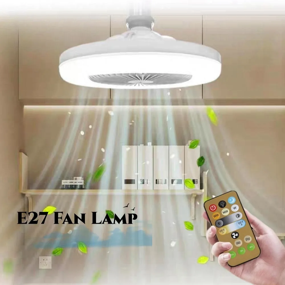 Modern Minimalist LED Ceiling Fan White Light Indoor Silent Fan Three Gear Light Mode Chandelier Ceiling Fan Light