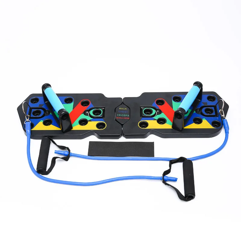 Home indoor fitness equipment muscle training body building push up rack board system with exercise bands