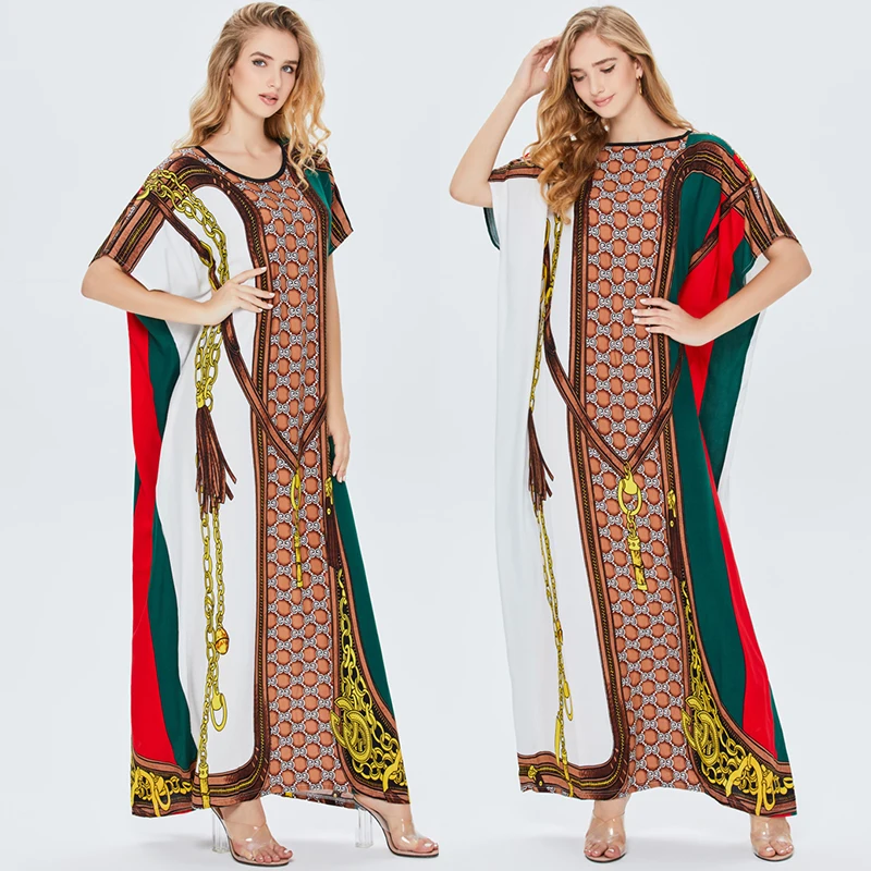 FREE SAMPLE Summer Dress Rayon Fabric Women designer luxury brand Kaftan Muslim Womens Maxi Dresses