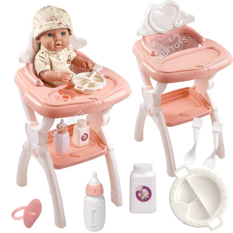 Игровой домик DADI OEM/ODM реалистичный высокий обеденный стул набор для кормления ребенка 16 дюймов детские куклы игровые наборы с IC