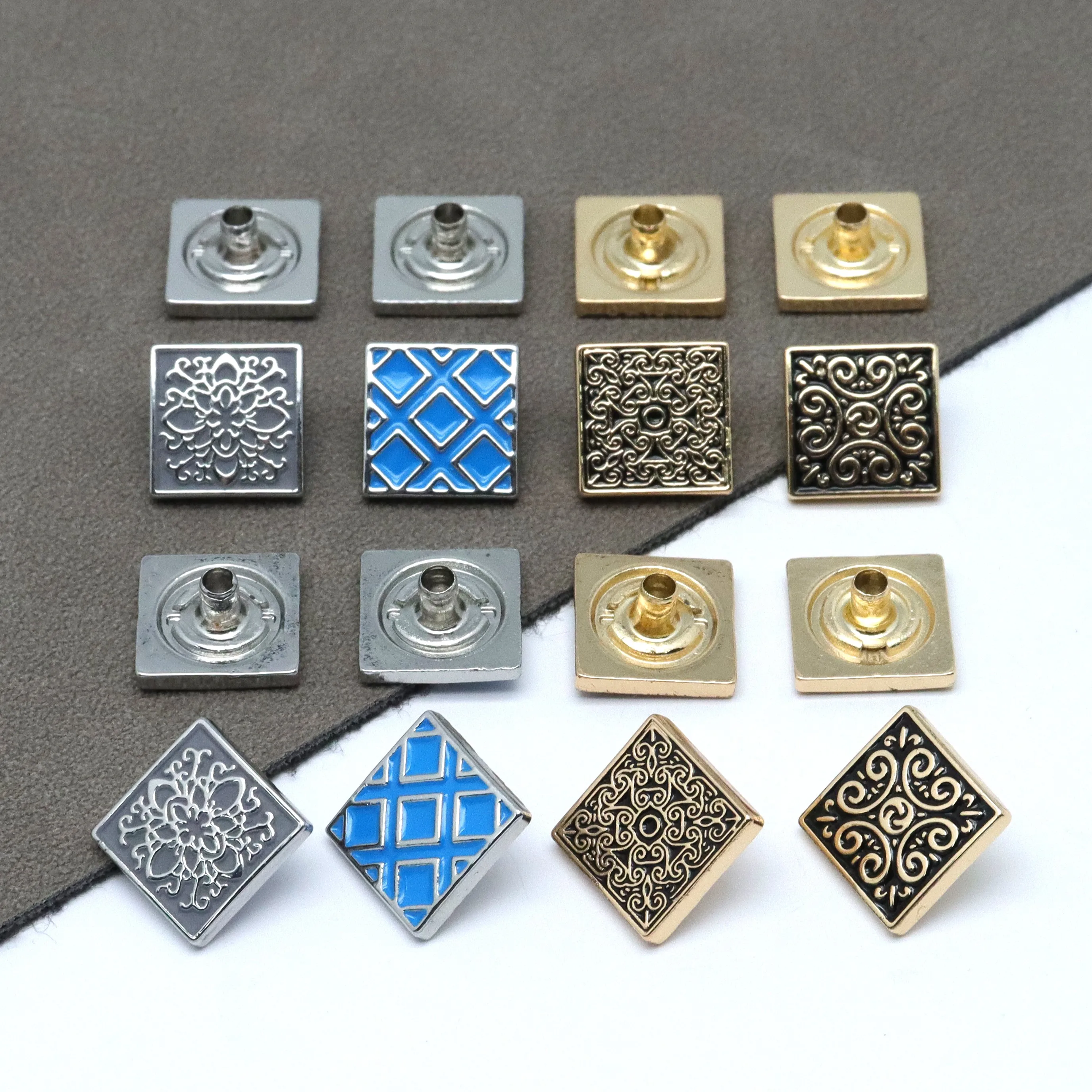 Top Selling Buttons Shirt Snap Buttons Gold Plated Logo Brand Raised Metal Garment Zinc Alloy Customized Logo Plating Shank