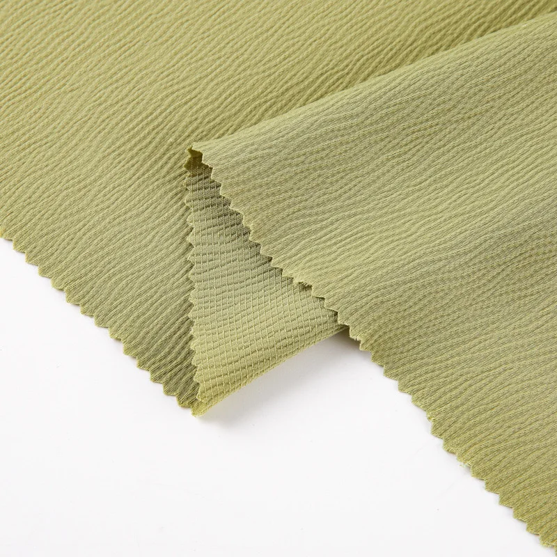 Polyester Spandex Crepe Crinkled Wrinkled Satin 4 Ways Stretch Fabric