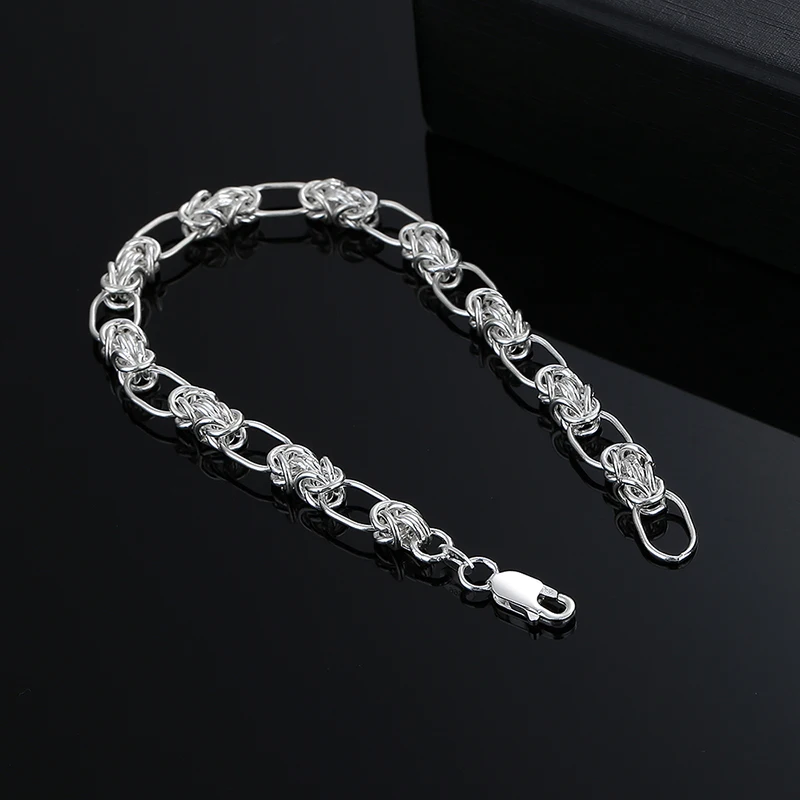 Wholesale price fine jewelry bracelet  S925 Sterling Silver 6mm bracelet for men bracelet