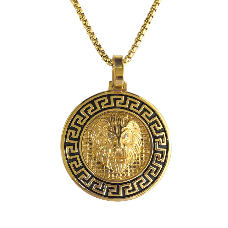 High Quality 18k Gold Lion Head Men Jewelry Necklace