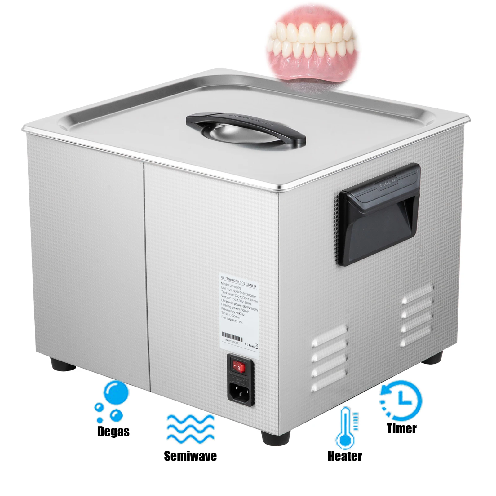Ультразвуковой очиститель для очков, ювелирных изделий, австралийская/Американская вилка, ультразвуковая машина 15 л, цифровой звуковой очиститель, подходит для чистки jewe