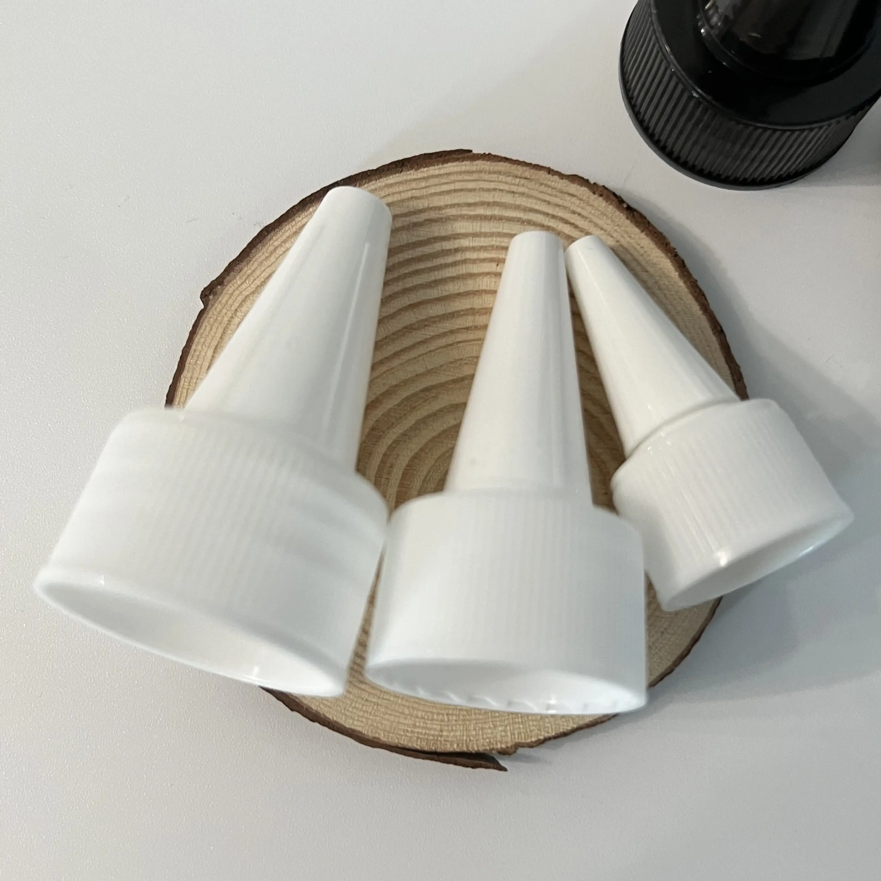 Custom Transparent Black White 20 24 28 38 410 400 Sauce Glue Chemical Ink Packaging Oil Dropper Bottle Point Nozzle Cap