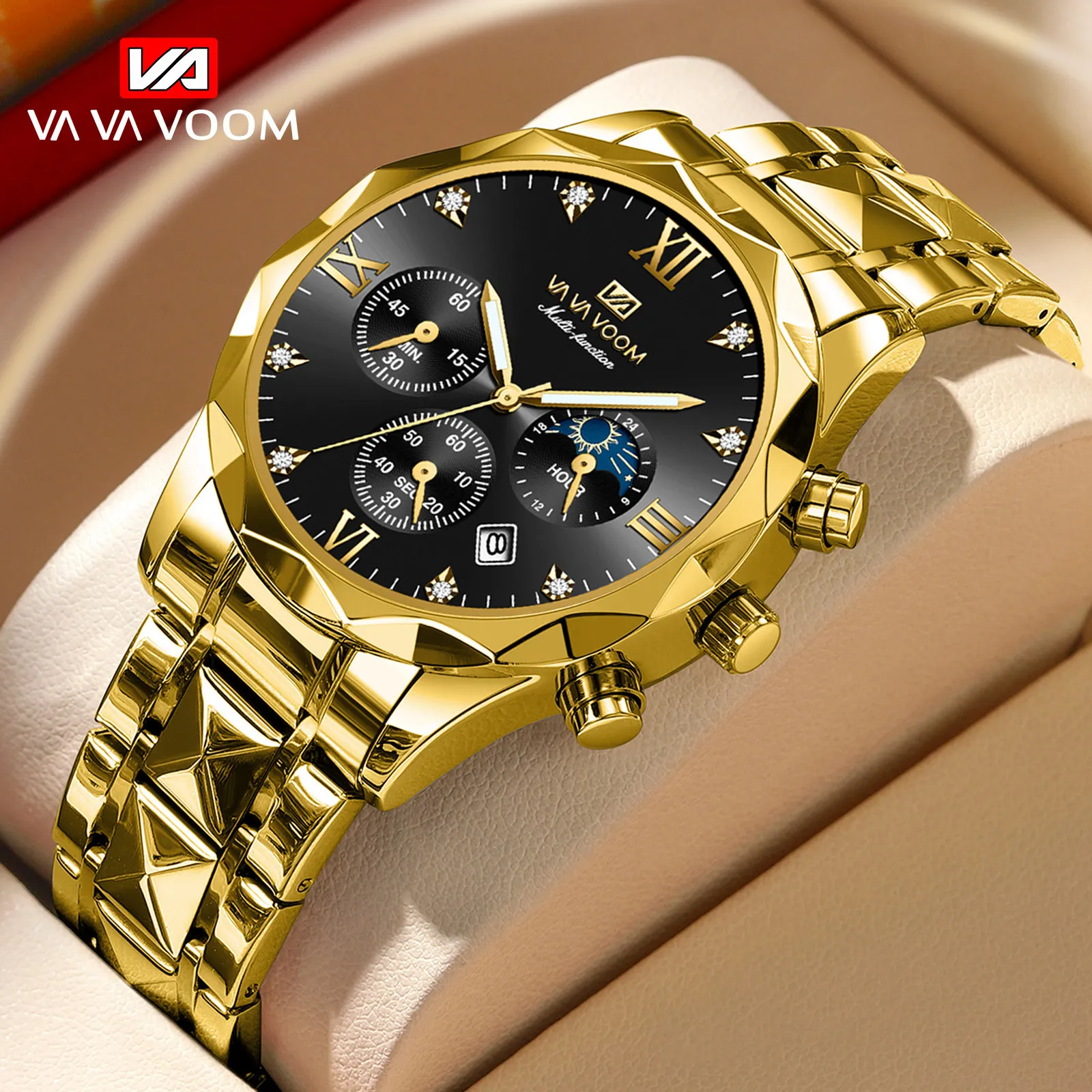 New Arrivals VAVA VOOM 2741 Fashion Luxury Men Watch Stainless Steel Wristwatch Waterproof Luminous Quartz Watches For Men