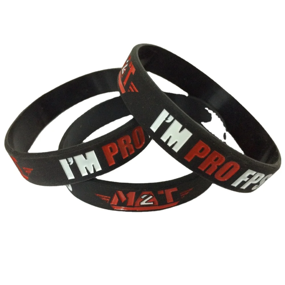 Free Sample Custom logo Printed Rubber Wrist Band Event Promotional Bracelet
