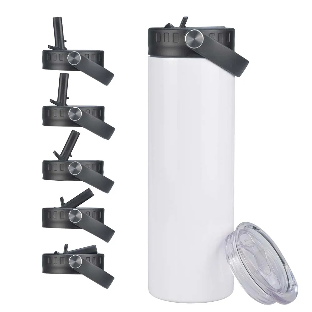 Wholesale stainless steel double wall duo screw lid 20 oz skinny sublimation tumblers with straw lids