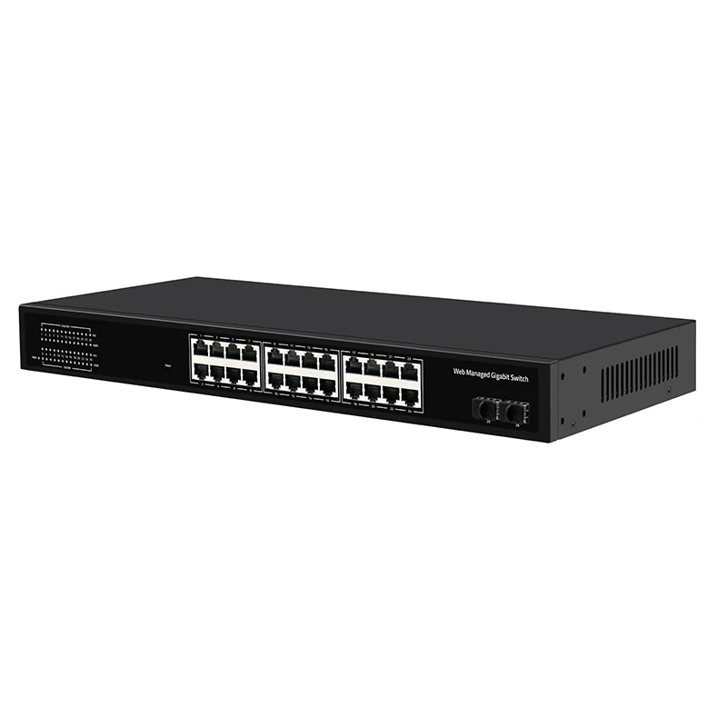 24 Port Gigabit Ethernet Managed Switch 1000Mbps Web-Managed with QoS SNMP Stackable for CCTV Cameras