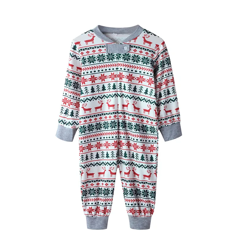 Finalz wholesale winter Pajamas Boys Girls printing Deer Snow Striped cotton long sleeves Christmas Pajamas for Family