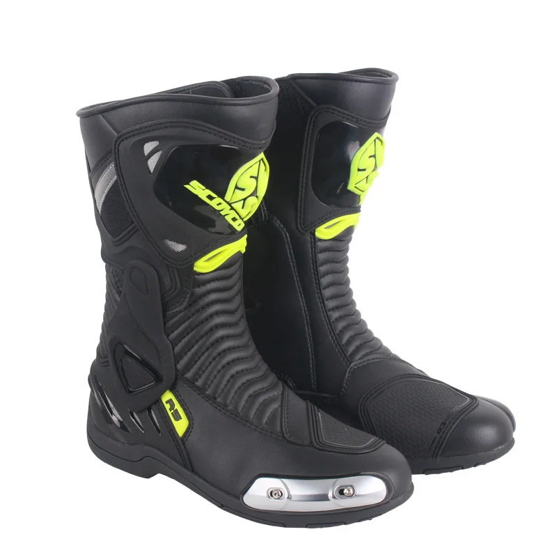 scoyco racing boots  motorcycle break shoes  riding leather boots for men
