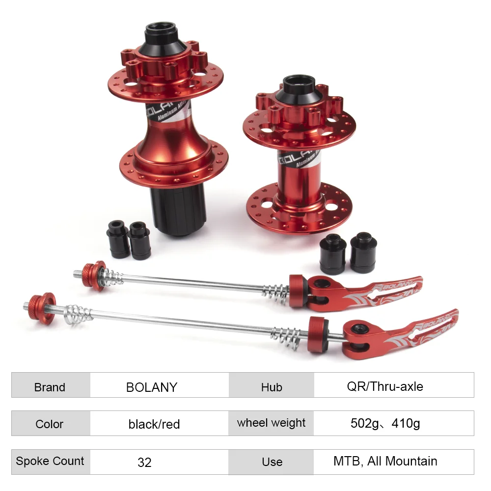 Bolany MTB Bike Hub Disc Card Brake Bearing Front/Rear Bicycle Hubs 32 Holes 8/9/10/11/12Speed XD HG QR/Thru axle Hubs Bicycle
