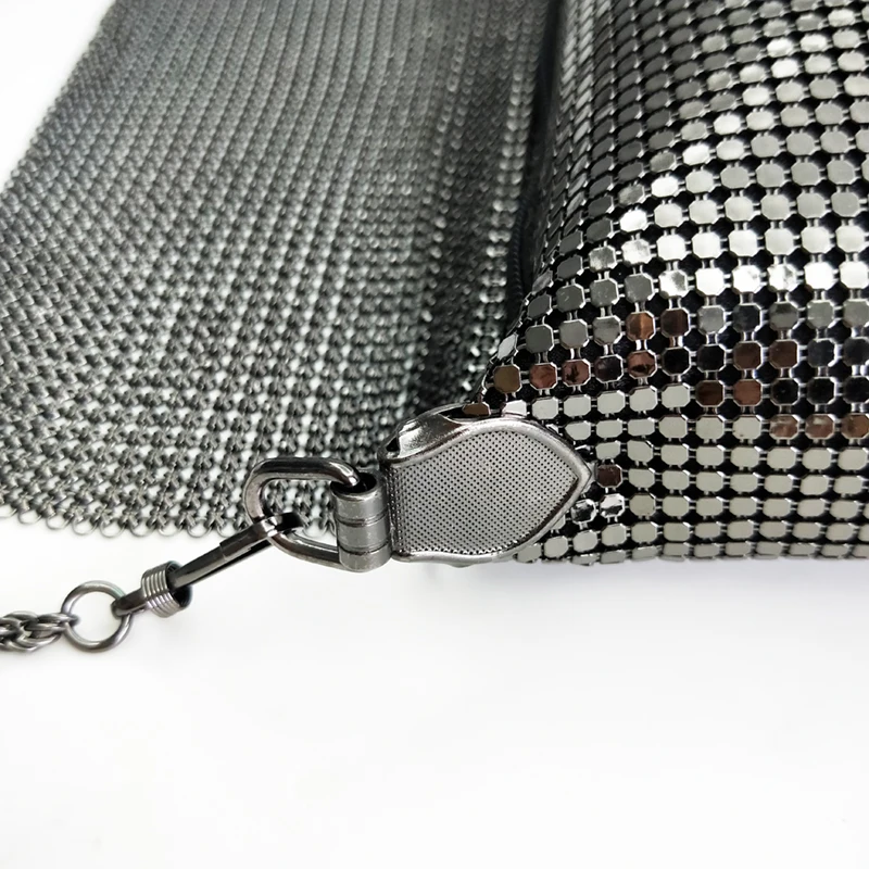 2020 Trendy Design Women Clutch Metallic Copper Sequin Chainmail Metal Mesh Evening Bag
