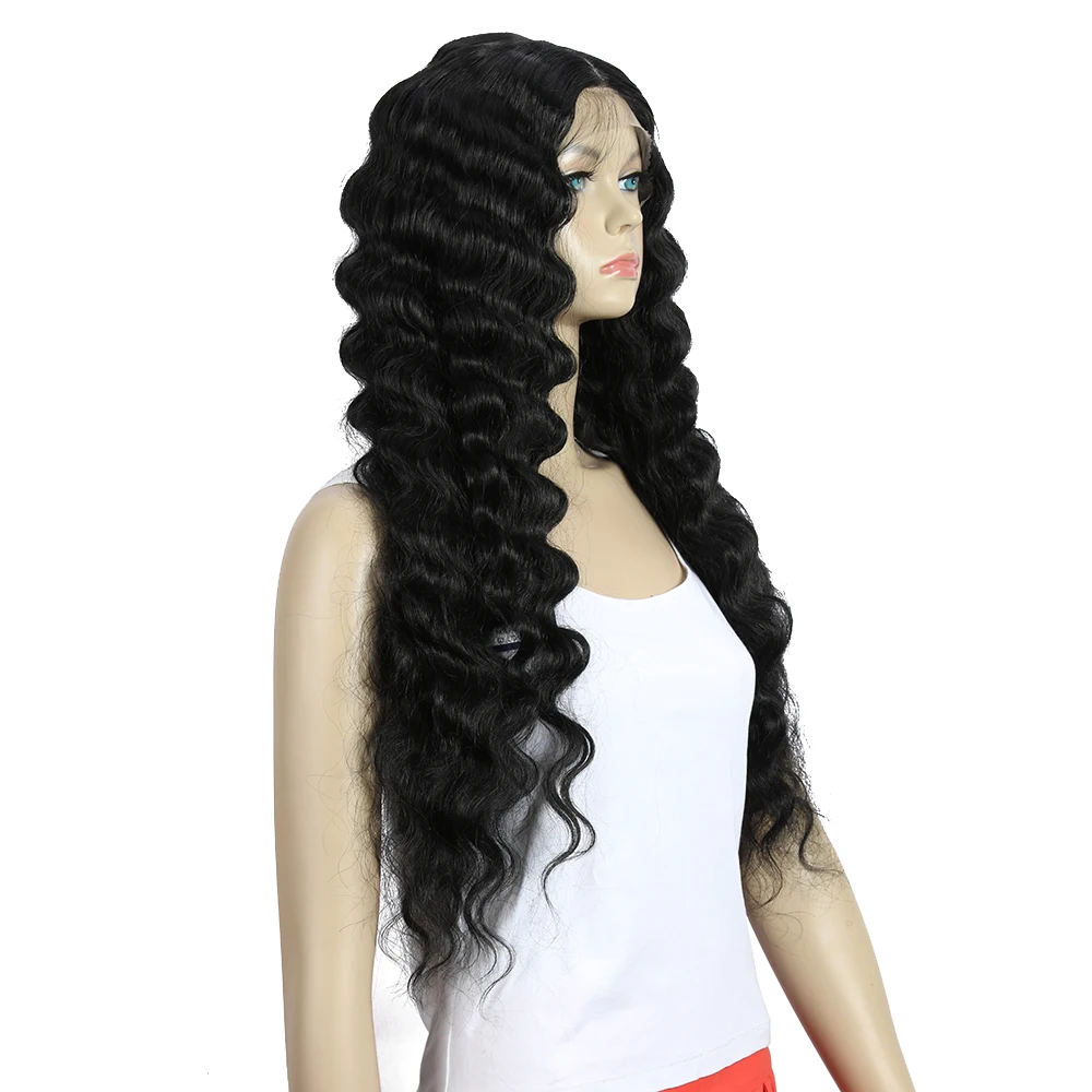 Wholesale Swiss Long 28 Inch Wavy Lace Front Wigs For Black Women Synthetic Blonde Cosplay Wig  Heat Resistant Synthetic Wigs